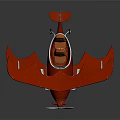 Red Biplane Passenger Aircraft With Orange Seats Silver Propeller And Landing Gear