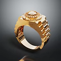 Luxury Gold Ring Featuring Central Diamond And Elegant Textured Band Design Details