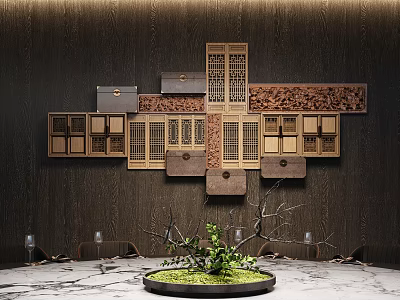 Artistic Wooden Wall Decor With Intricate Carved Panels And Traditional Patterns 3d model