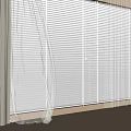 White Sheer Curtains With Dark Gray Panels For Modern Room Window Light 3d model