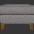 Light Gray Upholstered Sofa Stool With Wooden Legs For Modern Living Room
