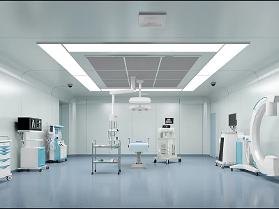 Modern Operating Room With Surgical Table Lamp And Advanced Medical Equipment 3d model