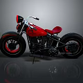 Vintage Red Motorcycle With Black Wheels Leather Seat And Chrome Handlebar