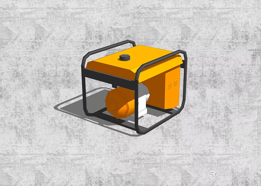 Yellow Industrial Equipment With Black Frame And Integrated Pump Component Design 3d model 
