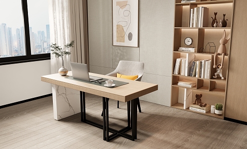 Desk desk bookcase combination 3d model