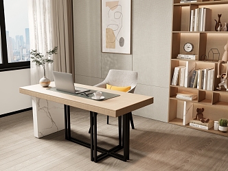 Desk desk bookcase combination 3d model