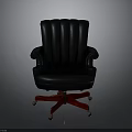 Black Leather Office Chair with Tufted Backrest Armrests and Red Wheeled Base