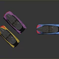 Yellow Purple And Blue Convertible Sports Cars With Modern Design On Gray Background