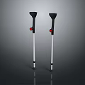 Ergonomic Crutches With Black Handles Red Buttons And White Shafts