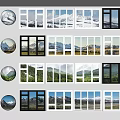 Modern window out of window scenery four seasons scenery 3d model