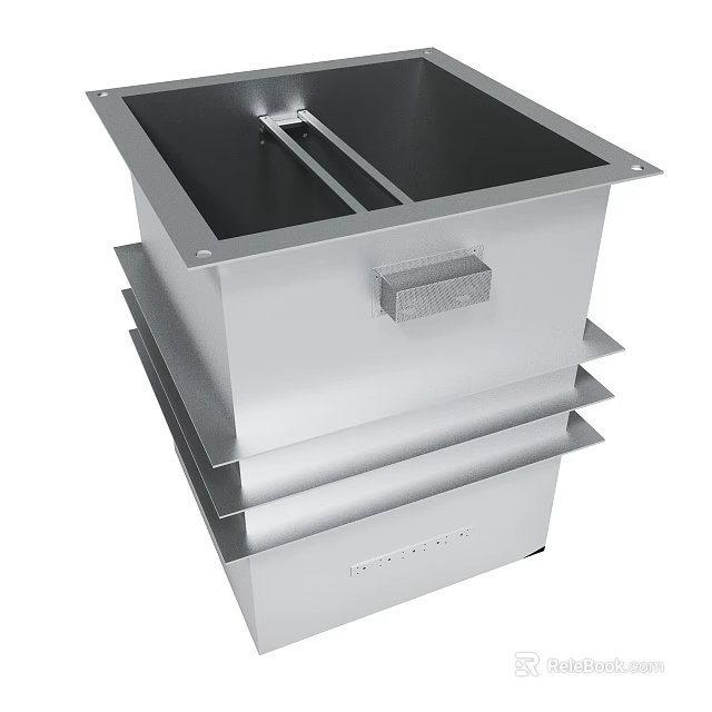 Silver Metal Industrial Component With Layered Structure Black Top And Vent Panel 3d model 