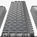 Modern High Rise Residential Building With Glass Facade Balconies And Symmetrical Design