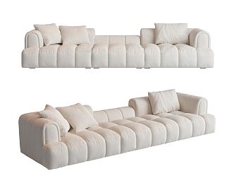 Modern Multiplayer Sofa Cream Multiplayer Sofa 3d model