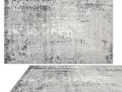 Gray Distressed Square Area Rug With Modern Abstract Texture For Living Room 3d model