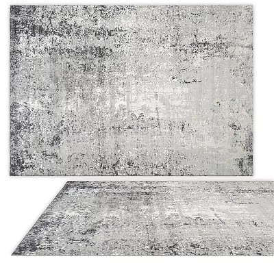 Gray Distressed Square Area Rug With Modern Abstract Texture For Living Room 3d model