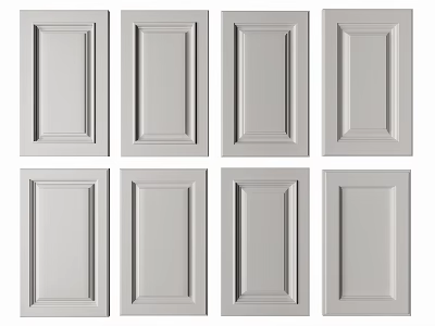 Various Styles Of Light Gray Cabinet Doors With Classic Design Details For Home Use 3d model