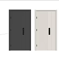 Modern Security Doors With Black And Light Gray Vertical Stripe Design And Electronic Locks 3d model