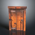 Vintage Dark Brown Wooden Door with Distinct Texture Metal Hinges and Latch