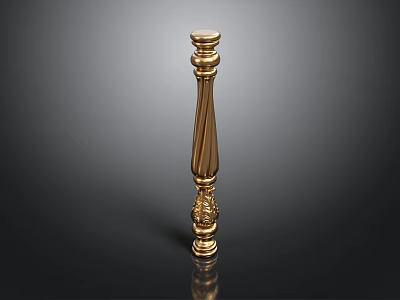 Ornate Golden Decorative Column With Carved Details And Smooth Surface 3d model