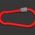 Red Carabiner Featuring Silver Metal Middle Section And Glossy Finish 3d model