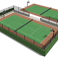 Outdoor Basketball Courts With Green Surfaces Brown Borders Fencing And Lighting