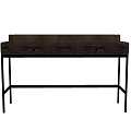 Modern Desk With Brown Top Two Drawers And Black Metal Legs