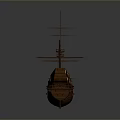 Ancient Sailing Ship With Wooden Construction And Multiple Masts As Historical Water Vessel