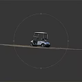White Golf Cart with Canopy Top Two Seats Parked On Grassy Dirt Ground