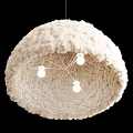Three Fluffy Dome Shaped Ivory Chandeliers With Plush Knitted Texture And Modern Design