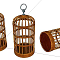 Three Piece Wooden Birdcage Decorative Ornament Set for Home Tabletop Decoration