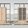 Traditional Wooden Display Shelves With Multiple Shelves Textured Middle Doors And Bottom Drawers