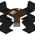 Middle style dining table and chair 3d model