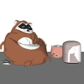 Cute Raccoon Shaped Bean Bag Chair with Bear Shaped Cushion and Gray Ottoman