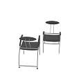 Modern Leisure Chairs With Curved Metal Frame Black Seat And Round Headrest Design
