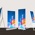 Colorful Roll up Advertising Billboards with Modern Creative Design Arranged Indoors