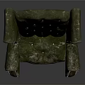 Vintage Green Wingback Armchair With Wooden Arms Legs And Pearl Accents