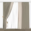 Beige Curtains With Sheer White Panels And Tieback Design For Modern Window Decoration