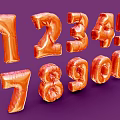 Decorative Orange Inflatable Number Balloons For Living Supplies With Purple Background