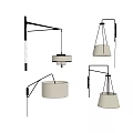 Different Modern Wall Sconces with Adjustable Arm and Fabric Shade Design 3d model