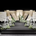 Banquet Hall Interior Design With Elegant Stage Flower Decor And Curtain Lighting