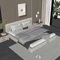 Elegant Modern Bedroom Interior With Double Bed Nightstands Rug Window Greenery And Wall Art