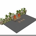 Outdoor Mall Store Area With SPY MOUSE KART LAND Stalls Tables Chairs Balloons Green Plants