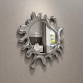 Decorative Sun Shaped Silver Mirror Hanging On Wall Reflecting Modern Room Interior 3d model