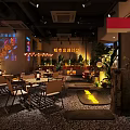 Cozy Modern Bar Interior With Warm Lighting Wooden Tables Green Plants And Circular Decor