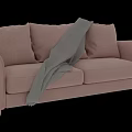 Stylish Pink Two Seater Sofa With Grey Blanket In Modern Design 3d model