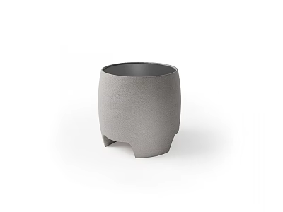 Gray Textured Cylindrical Side Table With Unique Sturdy Base Design 3d model