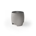 Gray Textured Cylindrical Side Table With Unique Sturdy Base Design