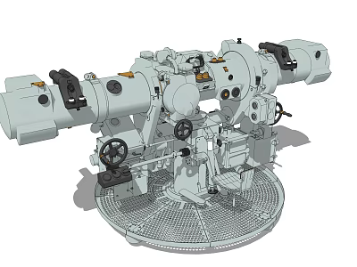 Industrial Equipment Mechanical Structure With Cylindrical Components Rotary Platform And Control Wheels 3d model