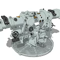 Industrial Equipment Mechanical Structure With Cylindrical Components Rotary Platform And Control Wheels