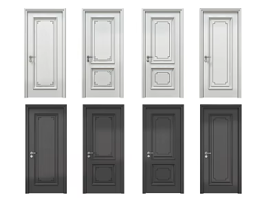 New Chinese Style Flat Wooden Door 3d model